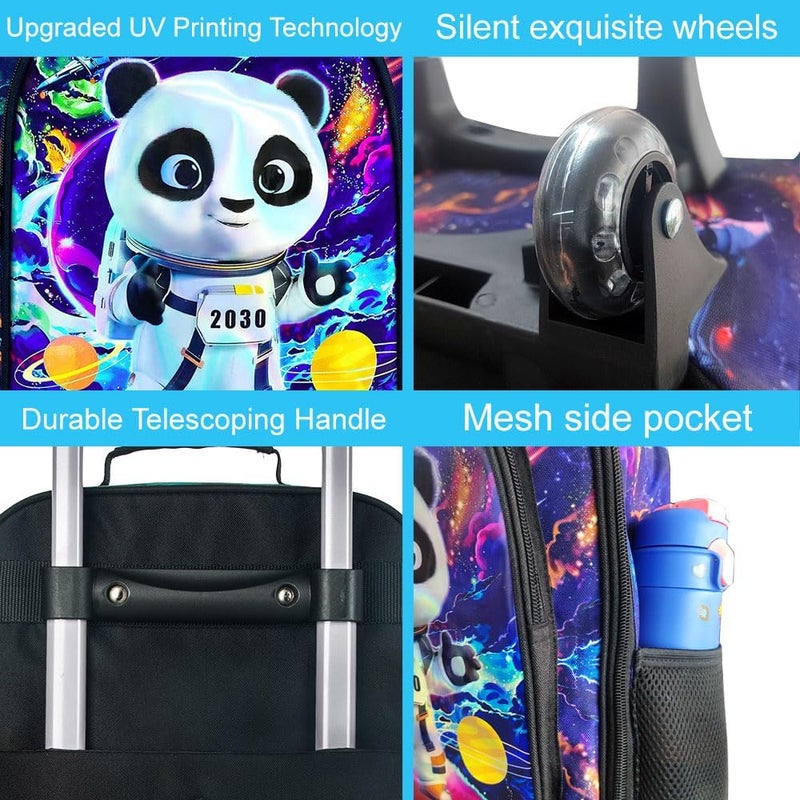 FTJCF Store 18" Boys Suitcase, Kids Toddler Carry on Luggage with Wheels, Cool Panda Travel Rolling Set(Black) - Image 4
